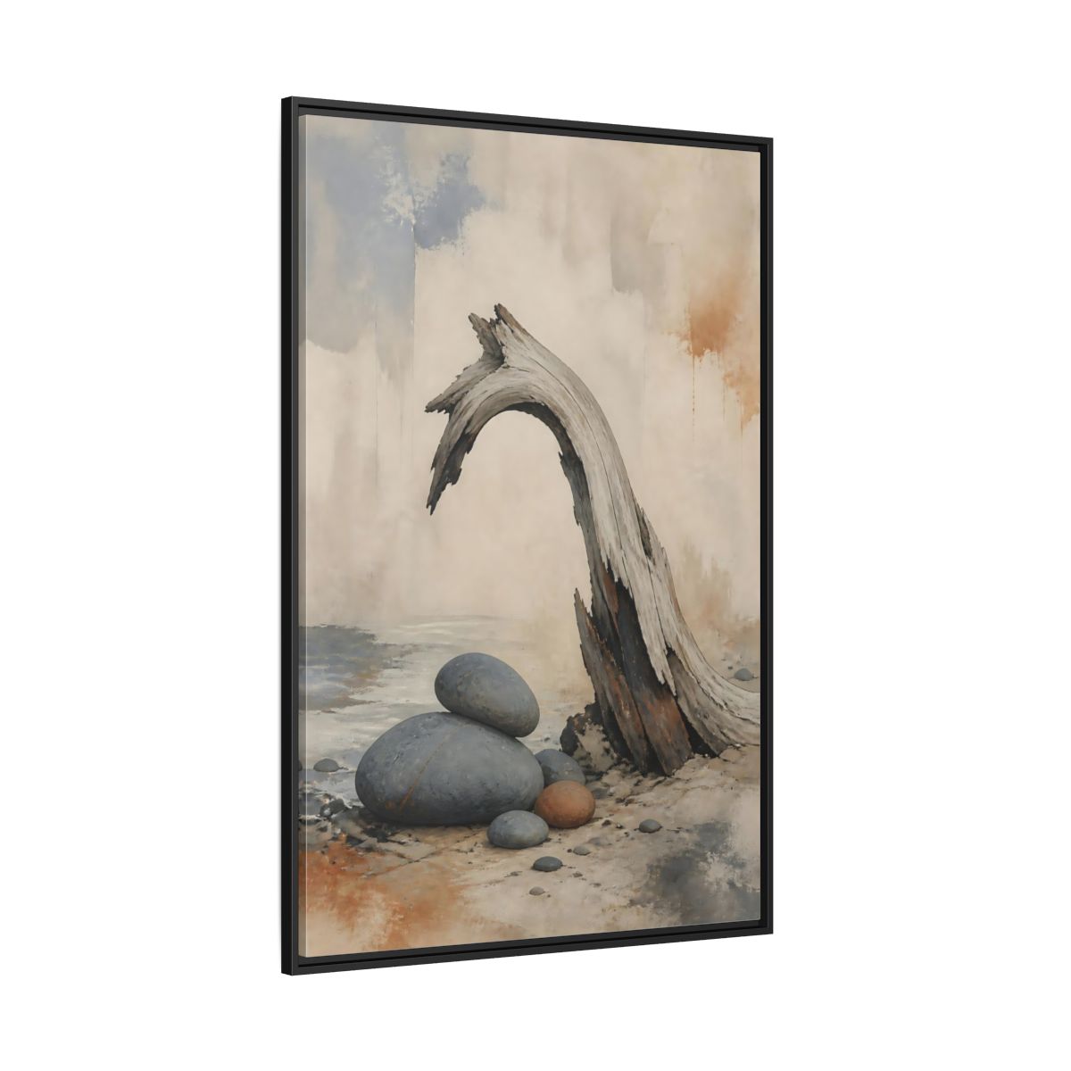 Side Mockup 12. Wabi Sabi Driftwood Arch shown as framed canvas print