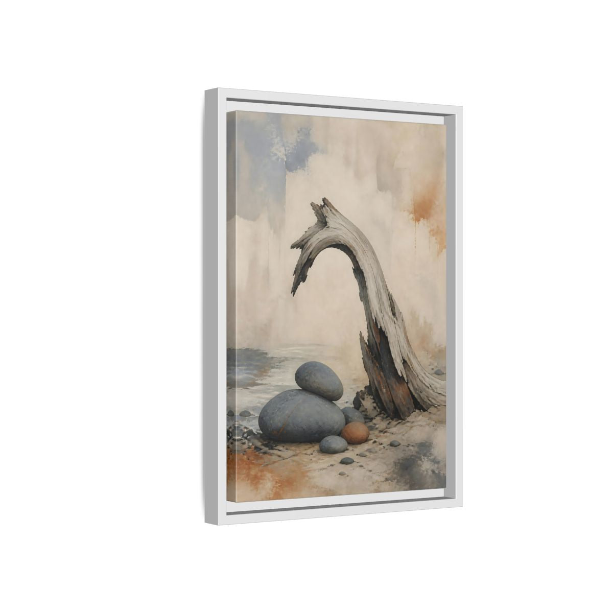 Side Mockup 4. Wabi Sabi Driftwood Arch shown as framed canvas print
