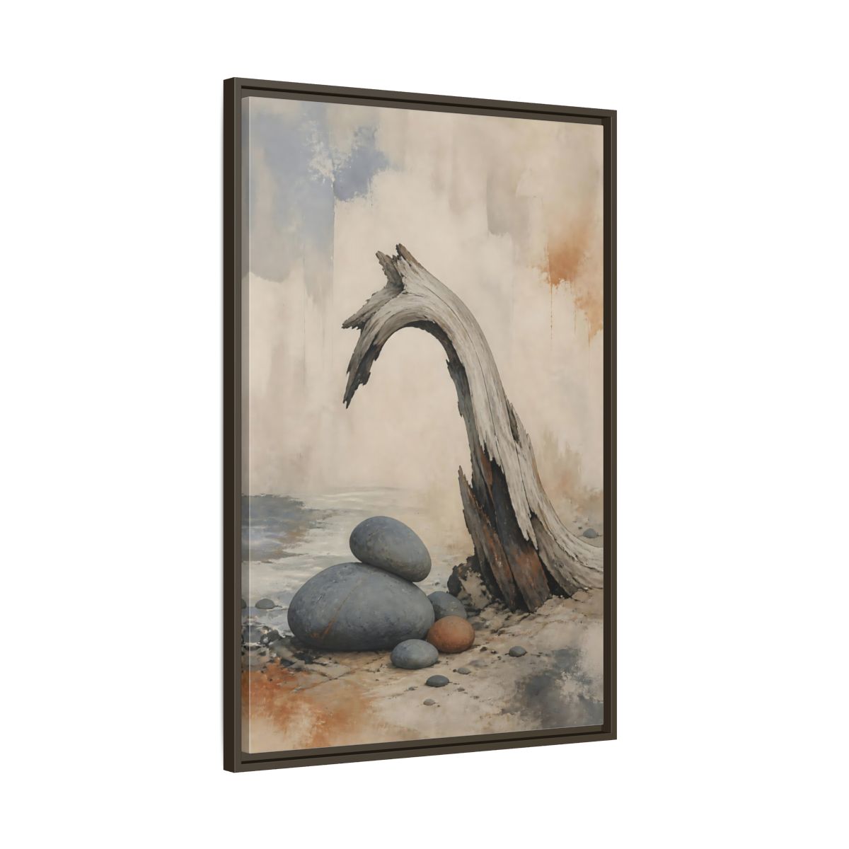 Main Mockup. Wabi Sabi Driftwood Arch shown as framed canvas print