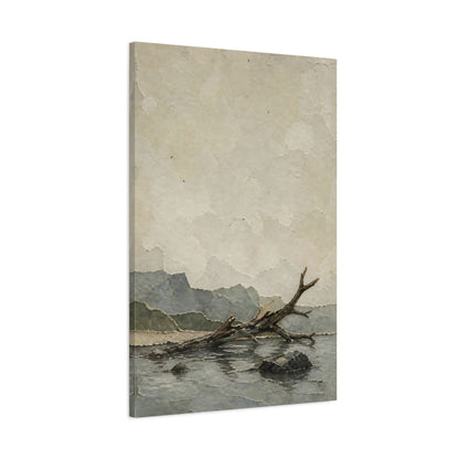Main Mockup. Wabi Sabi Driftwood shown as canvas print