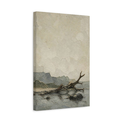 Side Mockup 4. Wabi Sabi Driftwood shown as canvas print