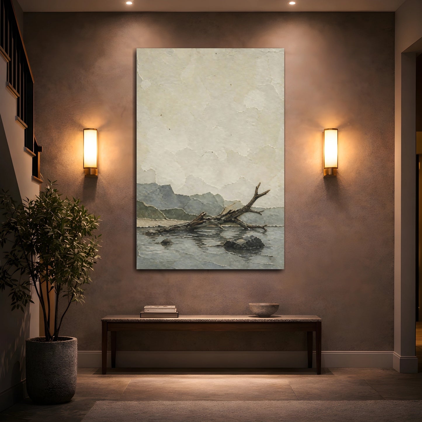 Mockup 2. Wabi Sabi Driftwood shown as canvas print