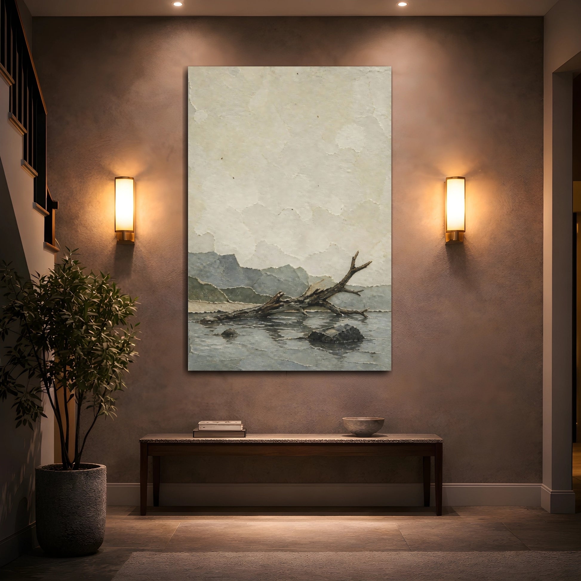 Mockup 2. Wabi Sabi Driftwood shown as canvas print