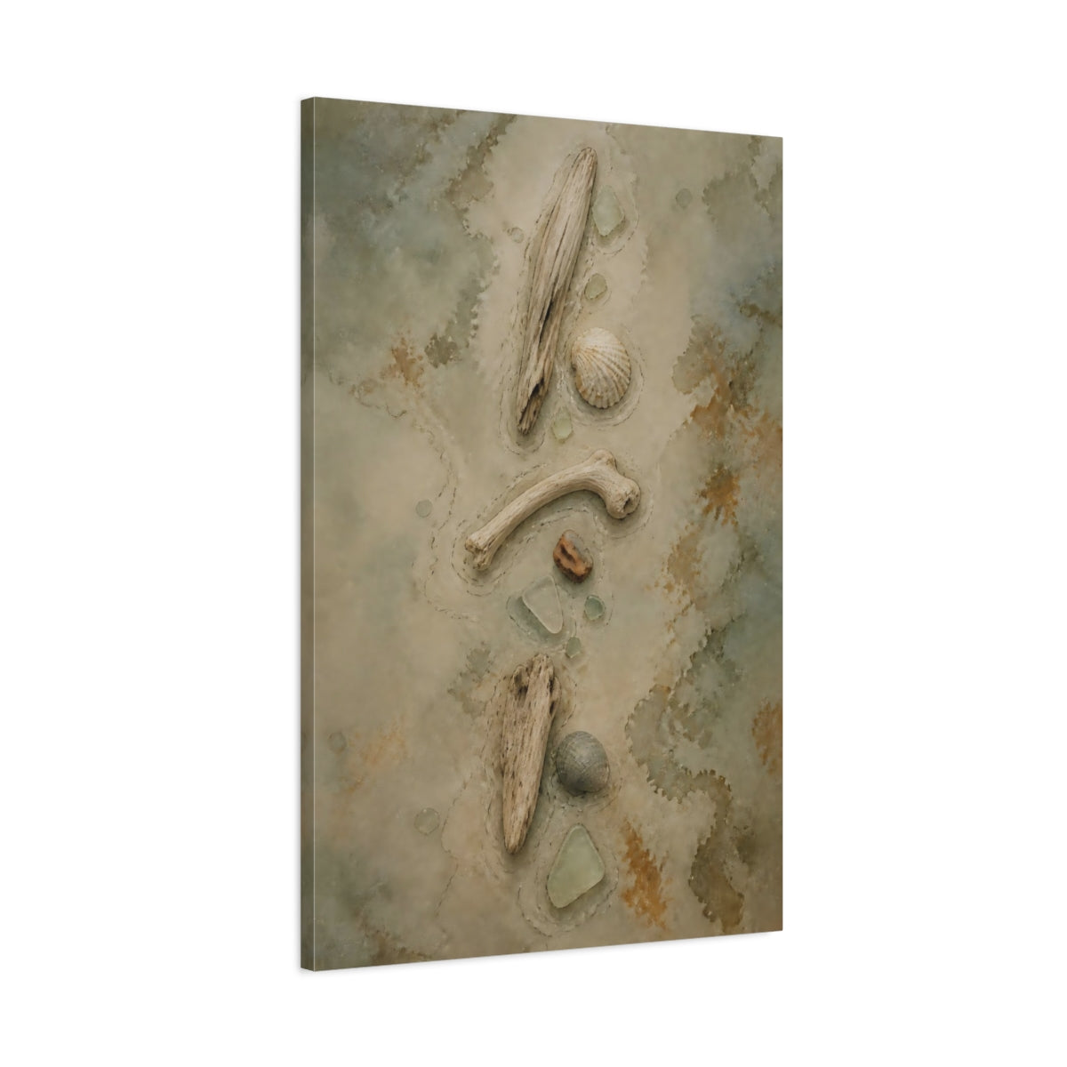 Main Mockup. Wabi Sabi Driftwood Study shown as canvas print