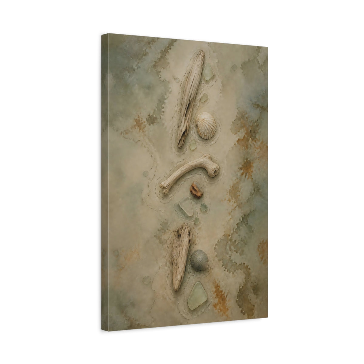 Side Mockup 3. Wabi Sabi Driftwood Study shown as canvas print