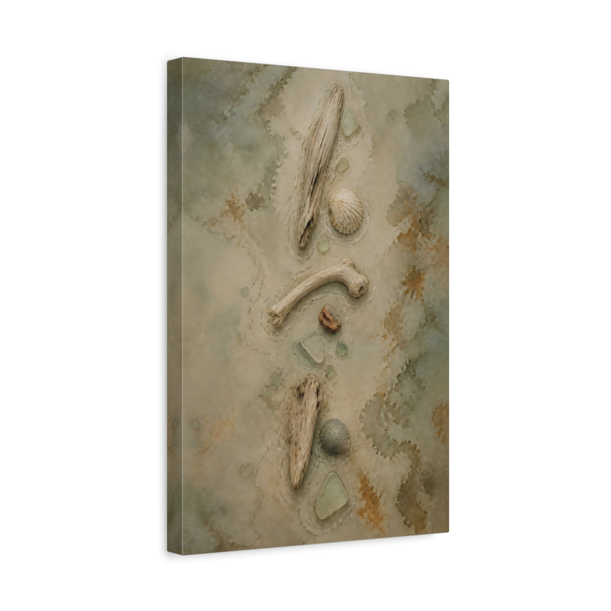 Side Mockup 4. Wabi Sabi Driftwood Study shown as canvas print