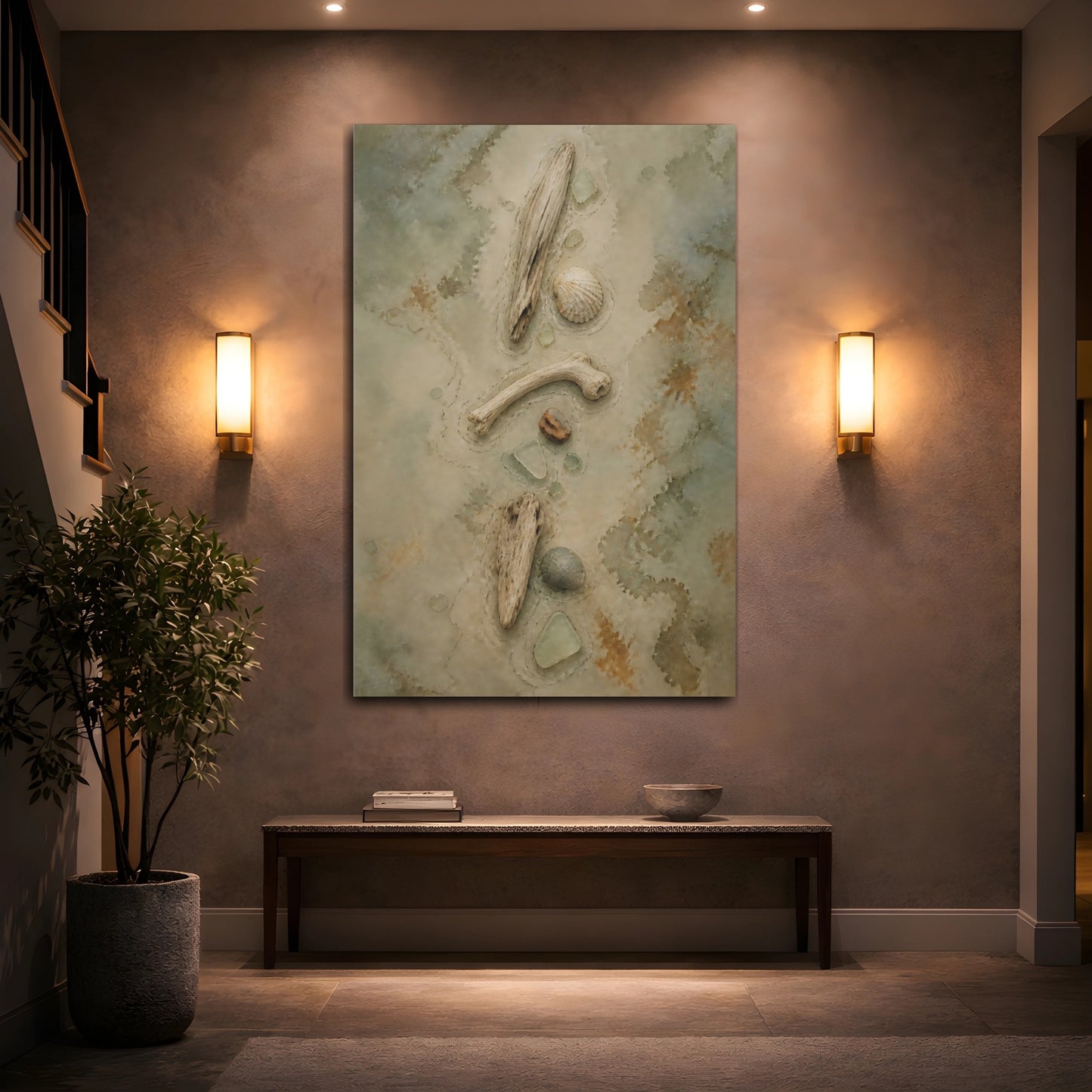 Mockup 2. Wabi Sabi Driftwood Study shown as canvas print