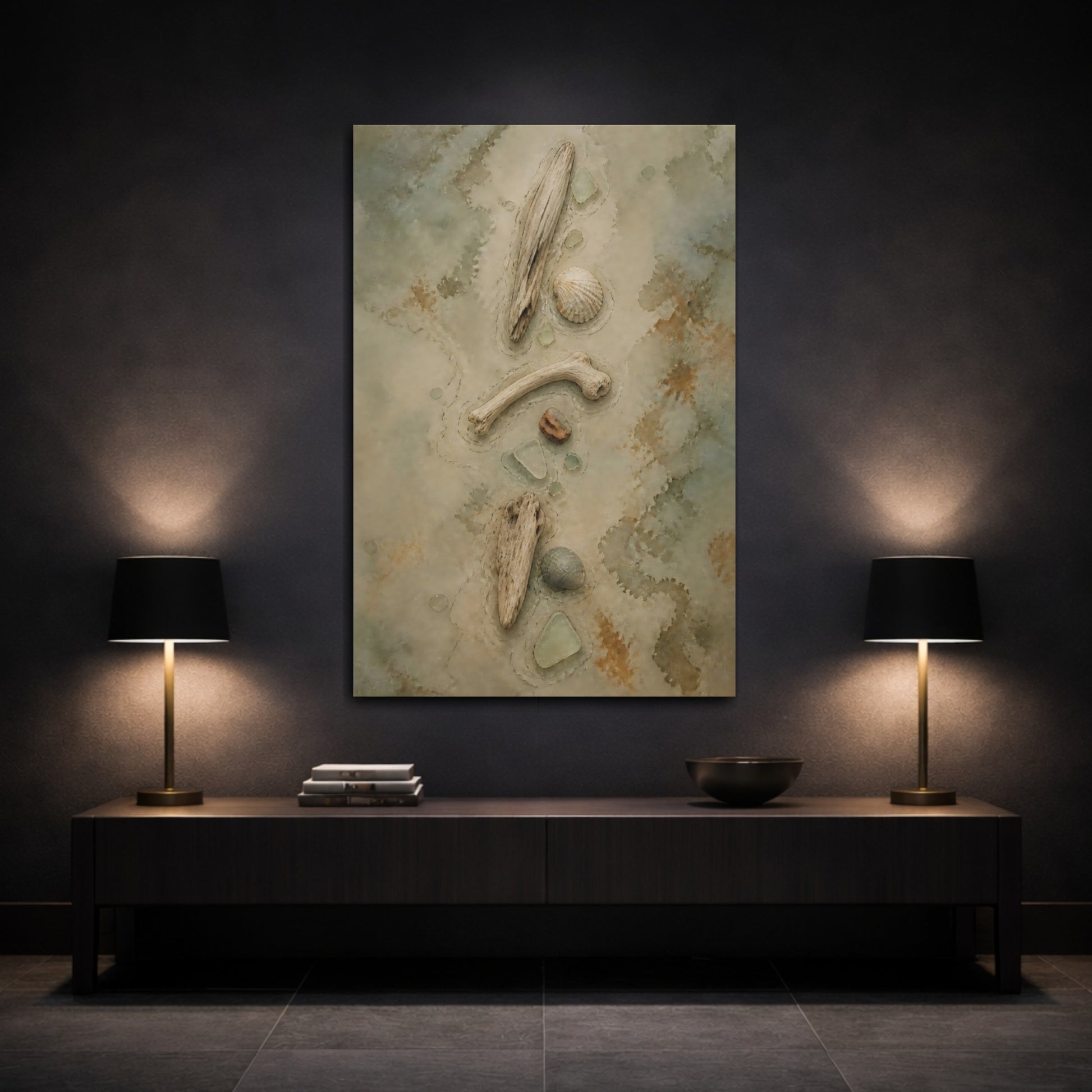Mockup 3. Wabi Sabi Driftwood Study shown as canvas print