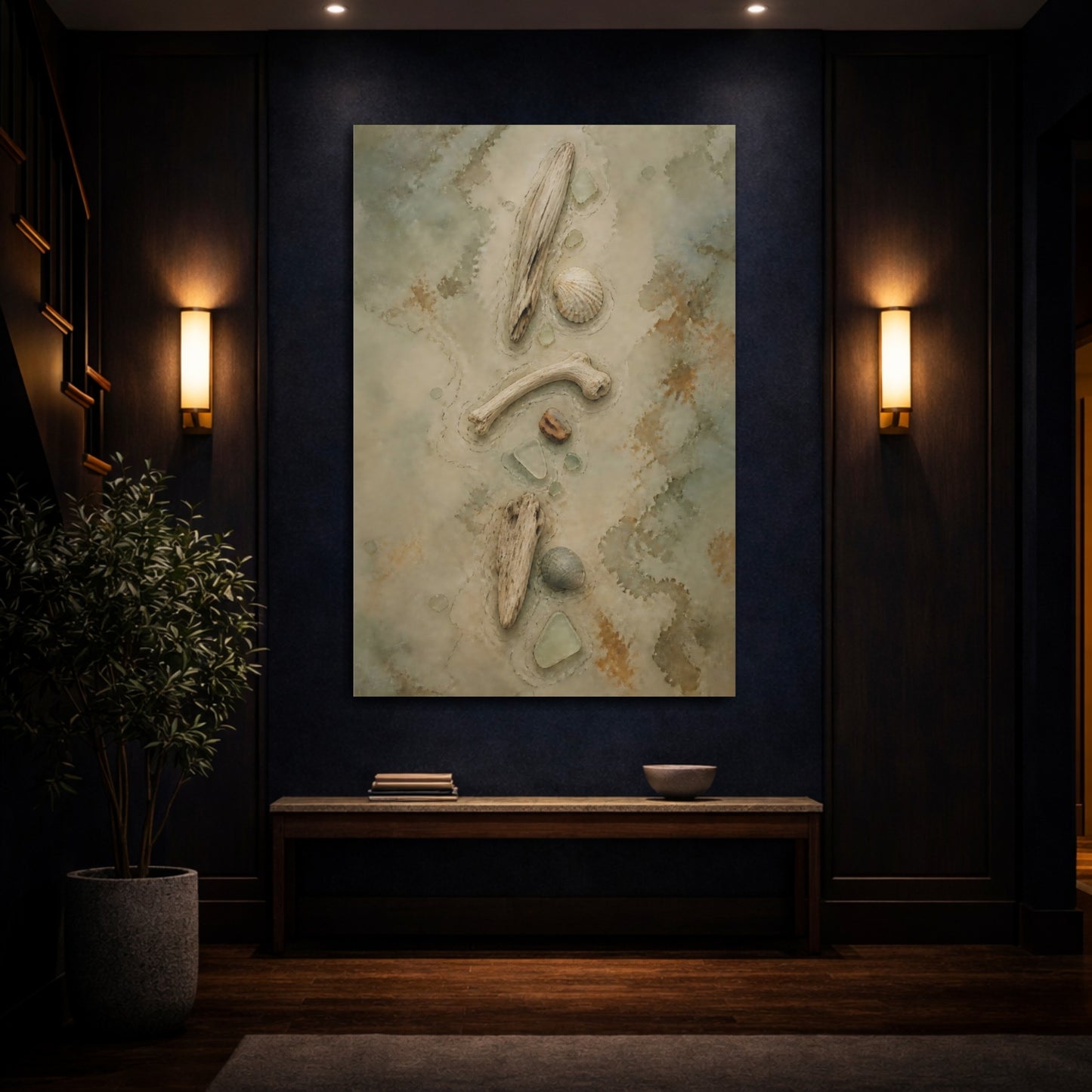 Mockup 4. Wabi Sabi Driftwood Study shown as canvas print