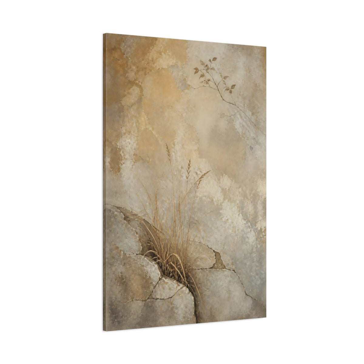 Side Mockup 1. Wabi Sabi Dry Grass shown as canvas print