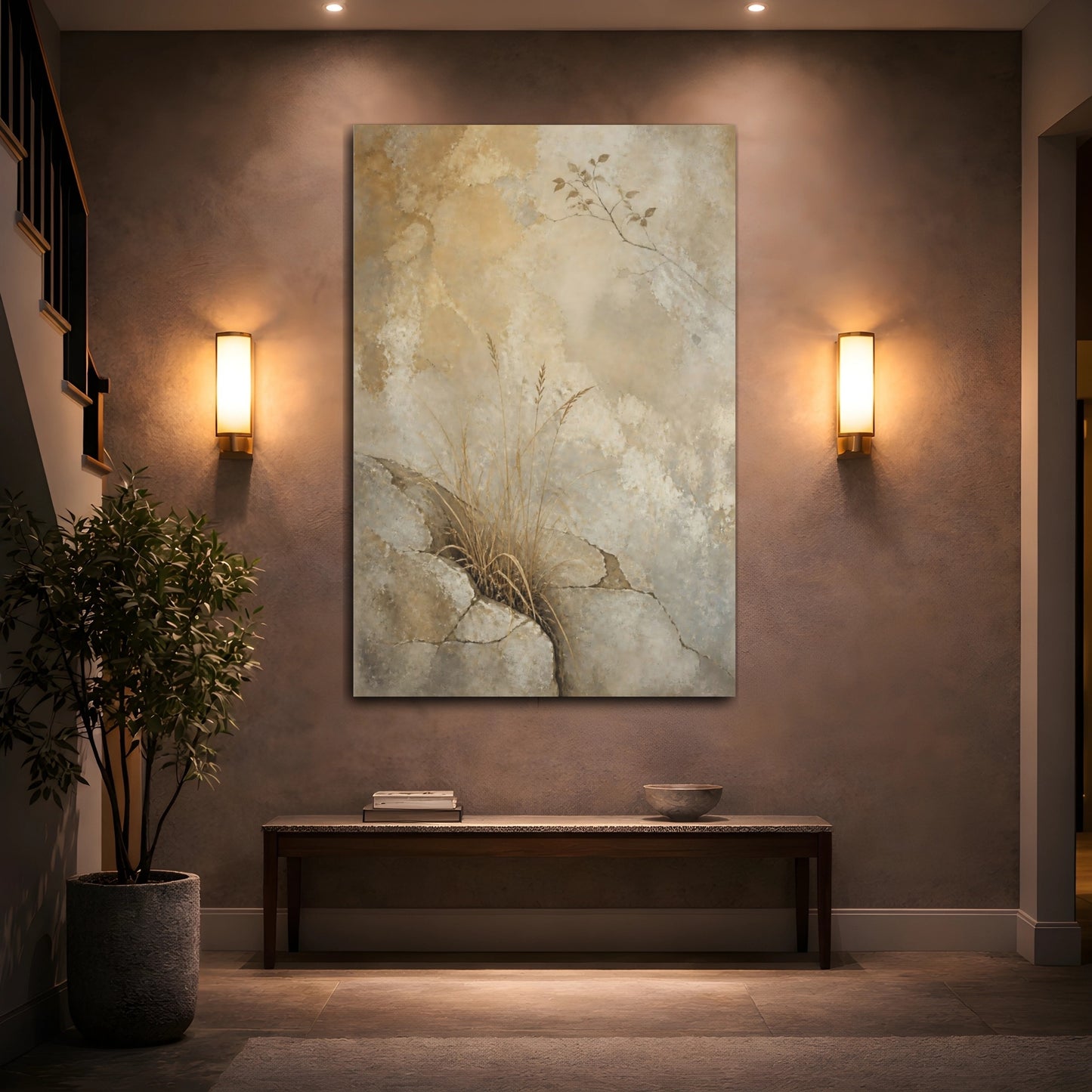 Mockup 2. Wabi Sabi Dry Grass shown as canvas print