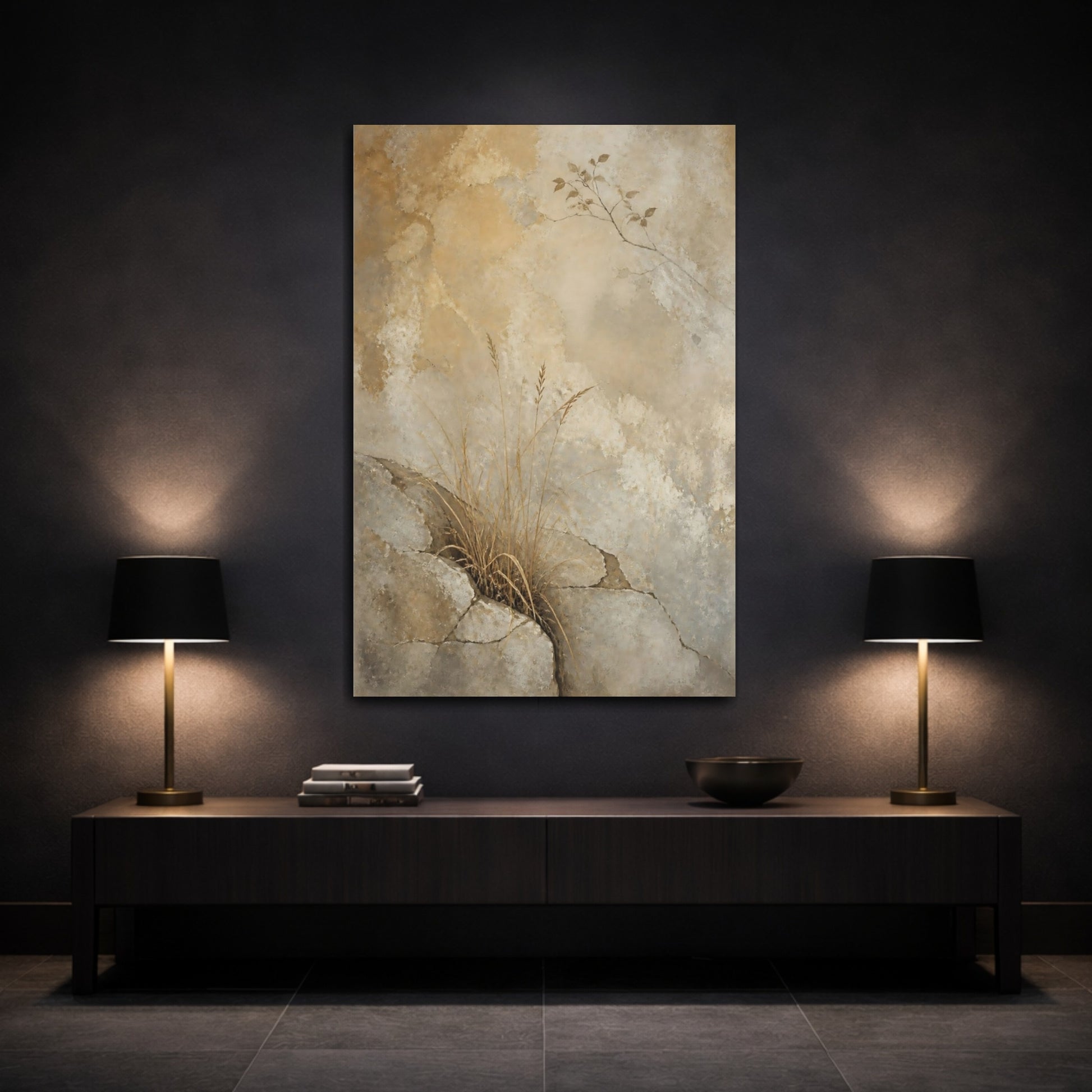 Mockup 3. Wabi Sabi Dry Grass shown as canvas print