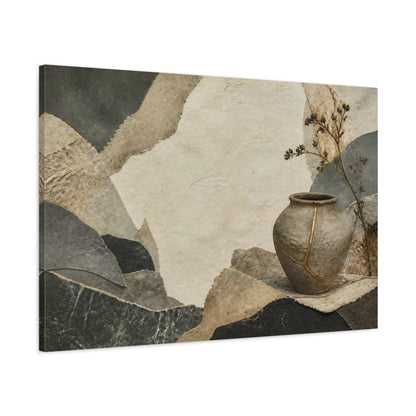 Main Mockup. Wabi Sabi Earthenware Jar shown as canvas print