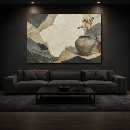 Mockup 3. Wabi Sabi Earthenware Jar shown as canvas print