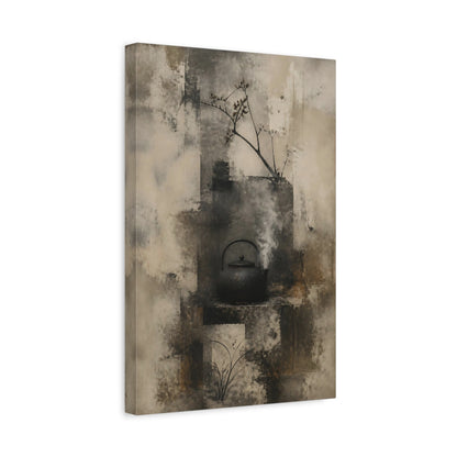 Side Mockup 4. Wabi Sabi Iron Kettle shown as canvas print