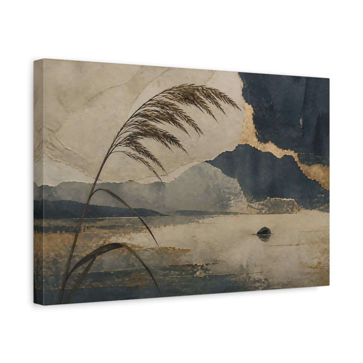 Side Mockup 4. Wabi Sabi Lone Reed shown as canvas print