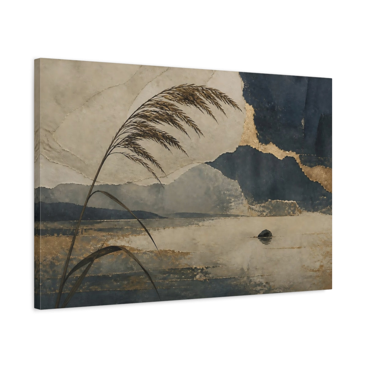 Side Mockup 2. Wabi Sabi Lone Reed shown as canvas print
