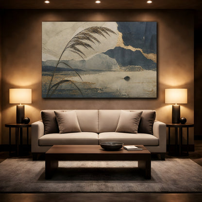 Mockup 2. Wabi Sabi Lone Reed shown as canvas print