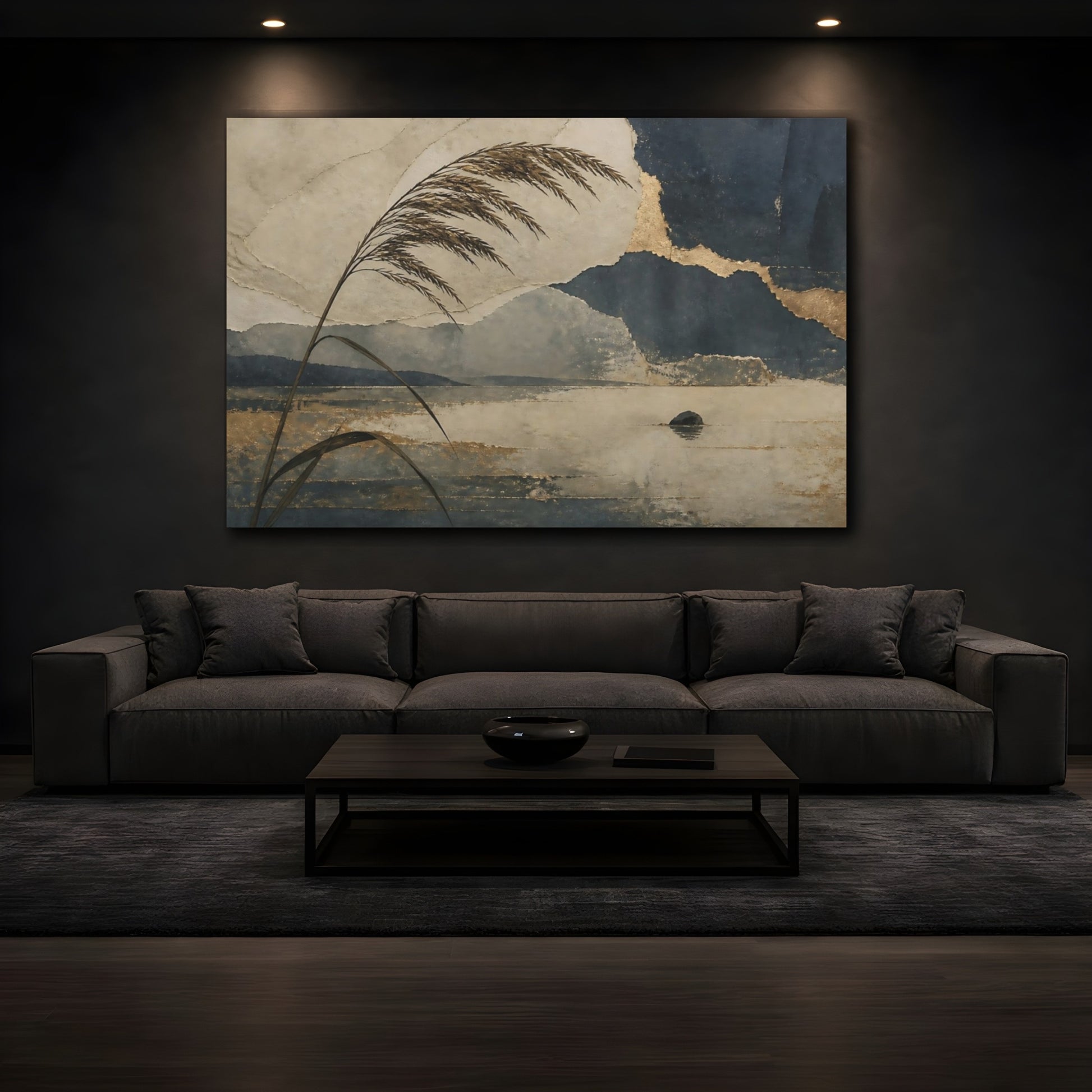 Mockup 3. Wabi Sabi Lone Reed shown as canvas print