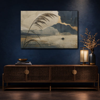 Mockup 4. Wabi Sabi Lone Reed shown as canvas print