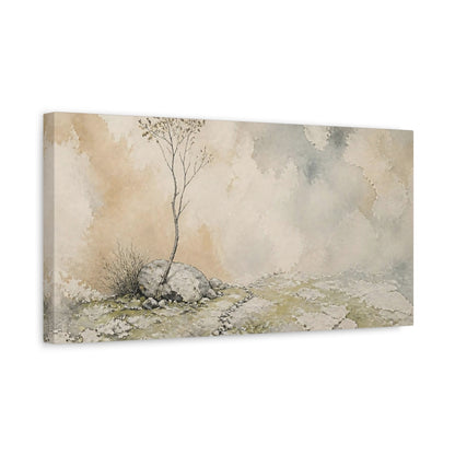Side Mockup 3. Wabi Sabi Lone Tree shown as canvas print