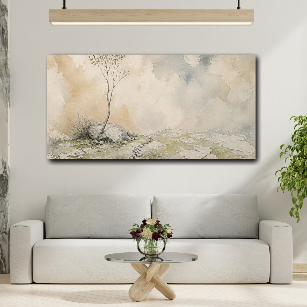 Mockup 2. Wabi Sabi Lone Tree shown as canvas print