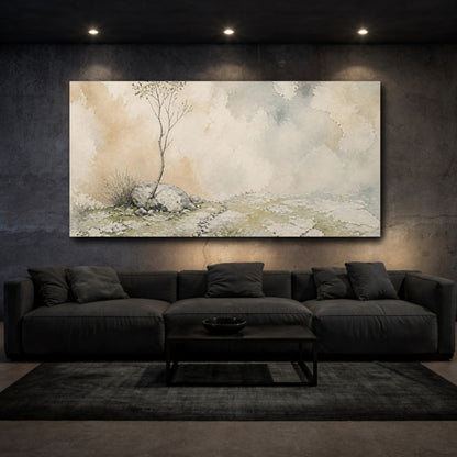 Mockup 3. Wabi Sabi Lone Tree shown as canvas print