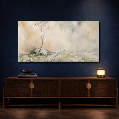 Mockup 4. Wabi Sabi Lone Tree shown as canvas print