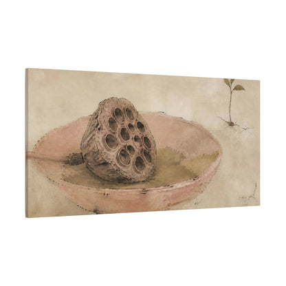 Side Mockup 2. Wabi Sabi Lotus Pod shown as canvas print