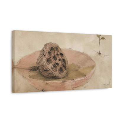 Side Mockup 3. Wabi Sabi Lotus Pod shown as canvas print