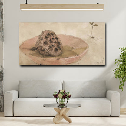 Mockup 2. Wabi Sabi Lotus Pod shown as canvas print