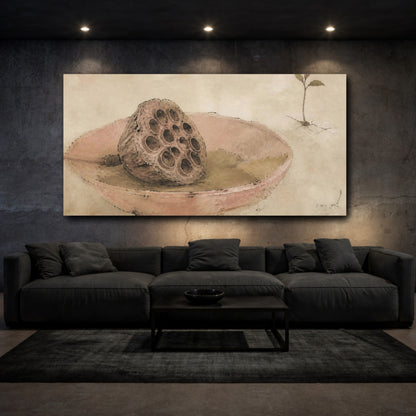 Mockup 3. Wabi Sabi Lotus Pod shown as canvas print