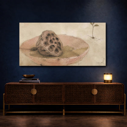 Mockup 4. Wabi Sabi Lotus Pod shown as canvas print