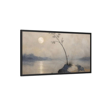 Side Mockup 5. Wabi Sabi Moonlit Branch shown as framed canvas print