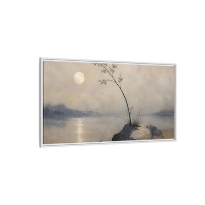 Side Mockup 3. Wabi Sabi Moonlit Branch shown as framed canvas print
