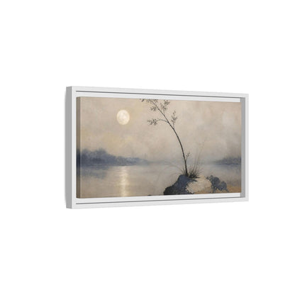 Side Mockup 6. Wabi Sabi Moonlit Branch shown as framed canvas print