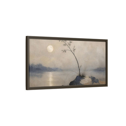 Main Mockup. Wabi Sabi Moonlit Branch shown as framed canvas print