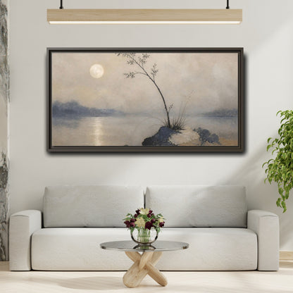Mockup 2. Wabi Sabi Moonlit Branch shown as framed canvas print