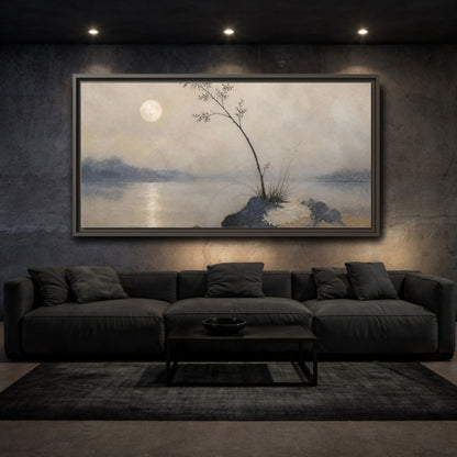 Mockup 3. Wabi Sabi Moonlit Branch shown as framed canvas print