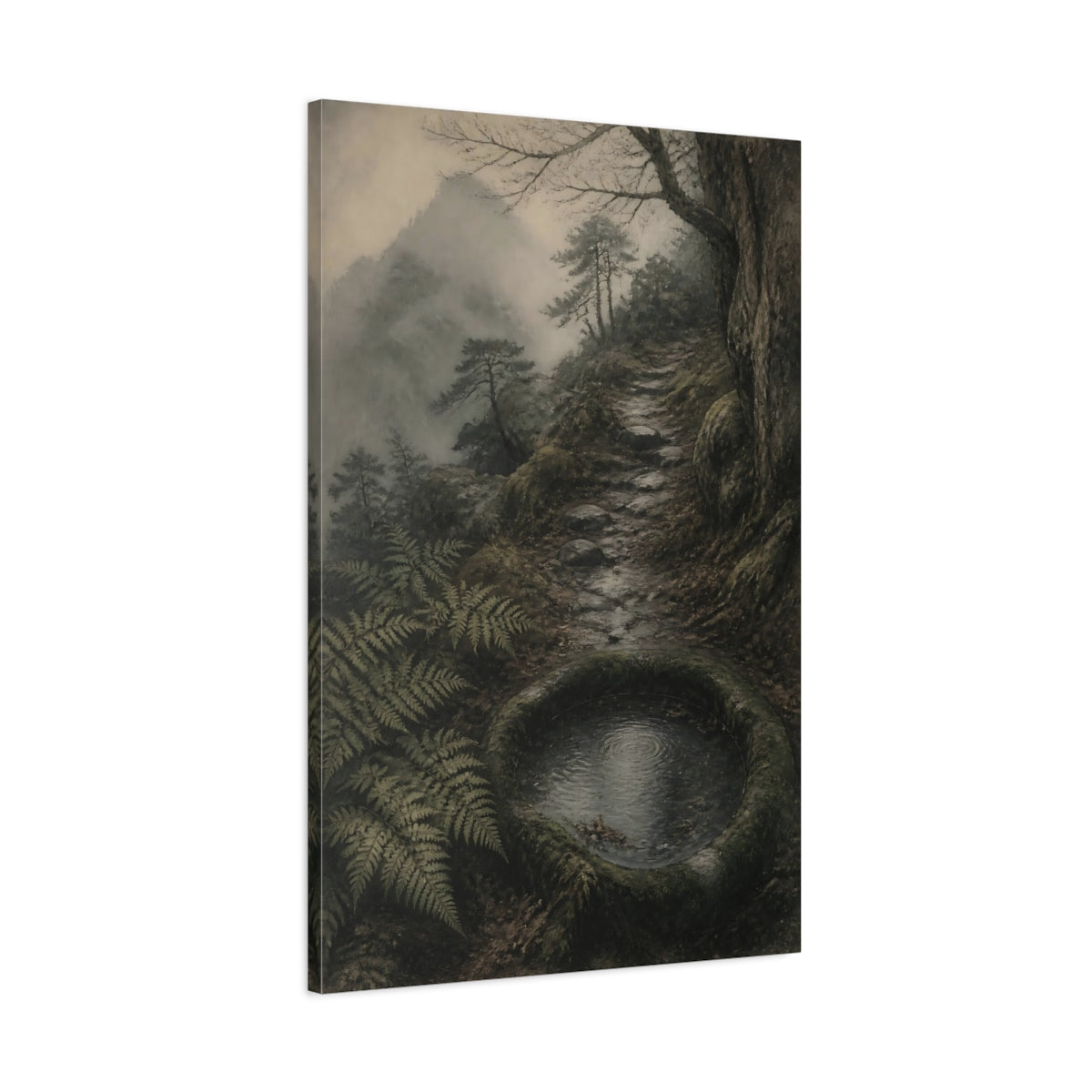 Main Mockup. Wabi Sabi Moss Ring shown as canvas print