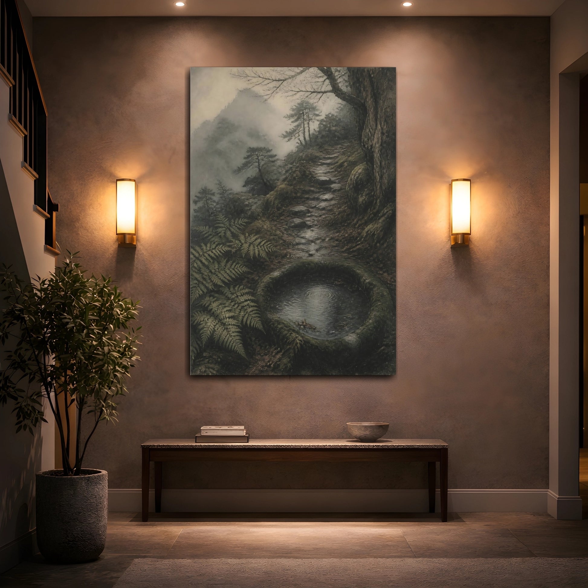 Mockup 2. Wabi Sabi Moss Ring shown as canvas print