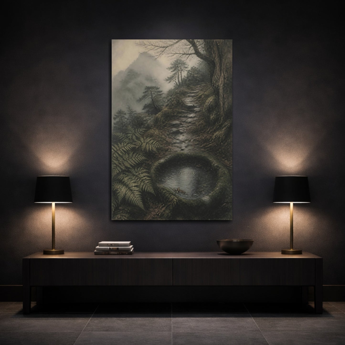 Mockup 3. Wabi Sabi Moss Ring shown as canvas print
