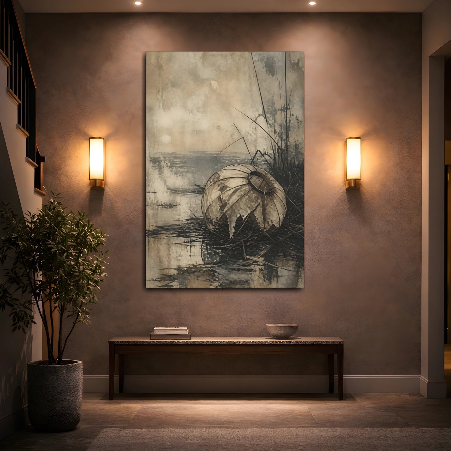 Mockup 2. Wabi Sabi Paper Lantern shown as canvas print