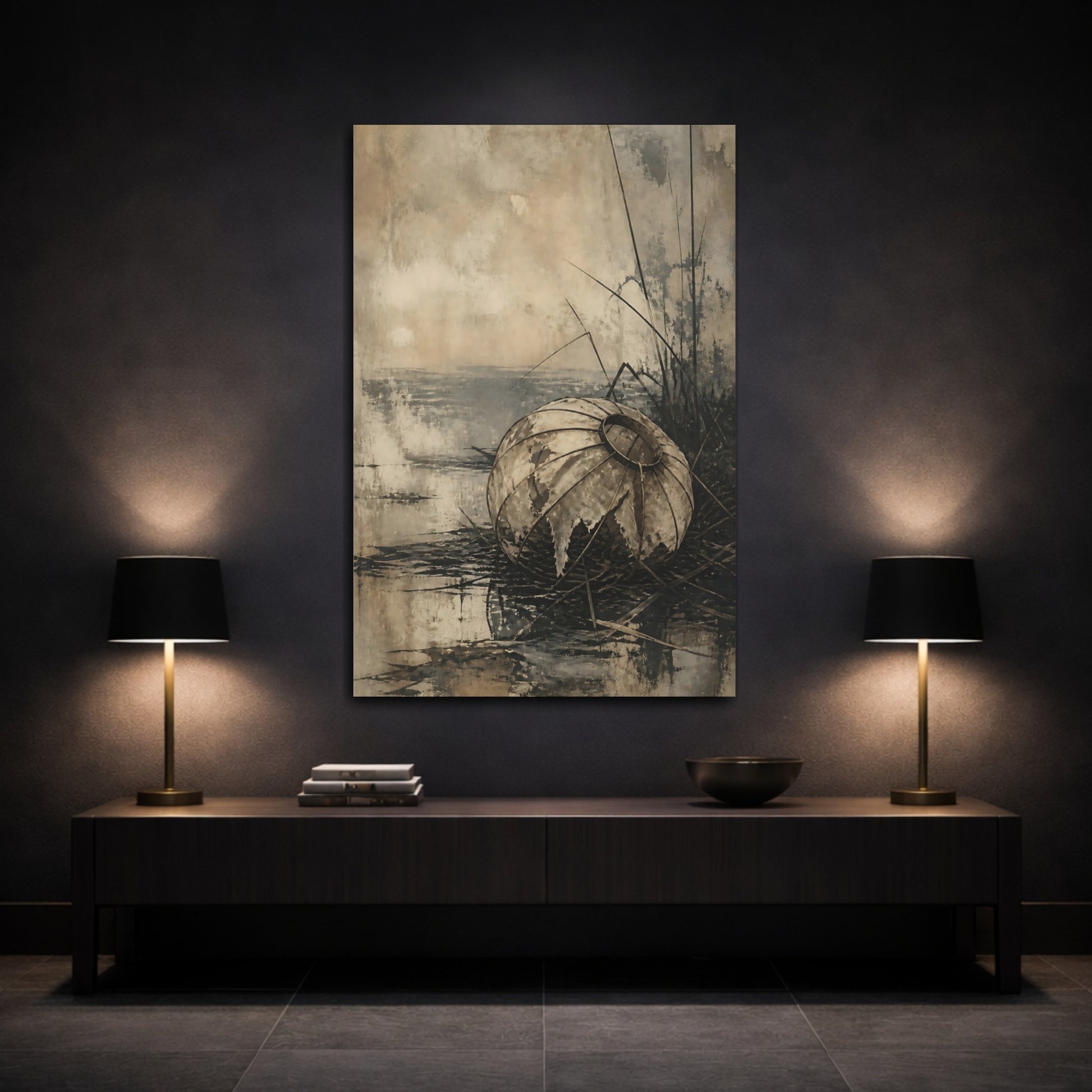 Mockup 3. Wabi Sabi Paper Lantern shown as canvas print