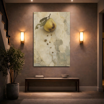 Mockup 2. Wabi-Sabi Pear Study shown as canvas print
