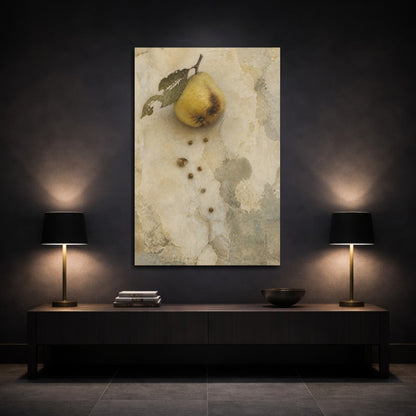 Mockup 3. Wabi-Sabi Pear Study shown as canvas print