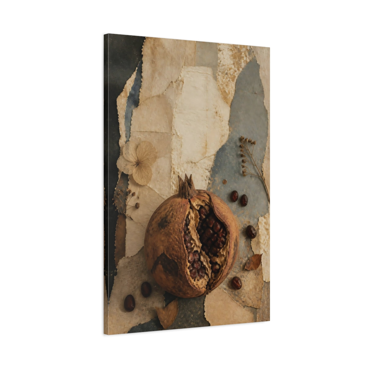 Main Mockup. Wabi Sabi Pomegranate Study shown as canvas print