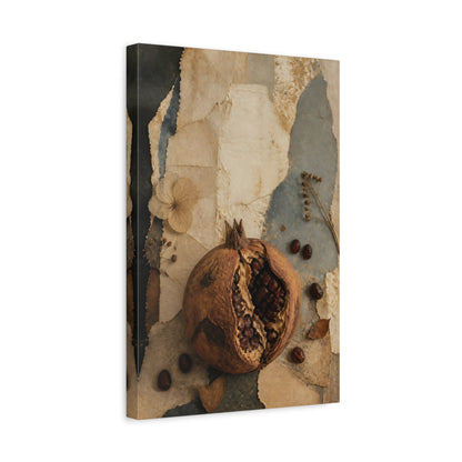 Side Mockup 4. Wabi Sabi Pomegranate Study shown as canvas print