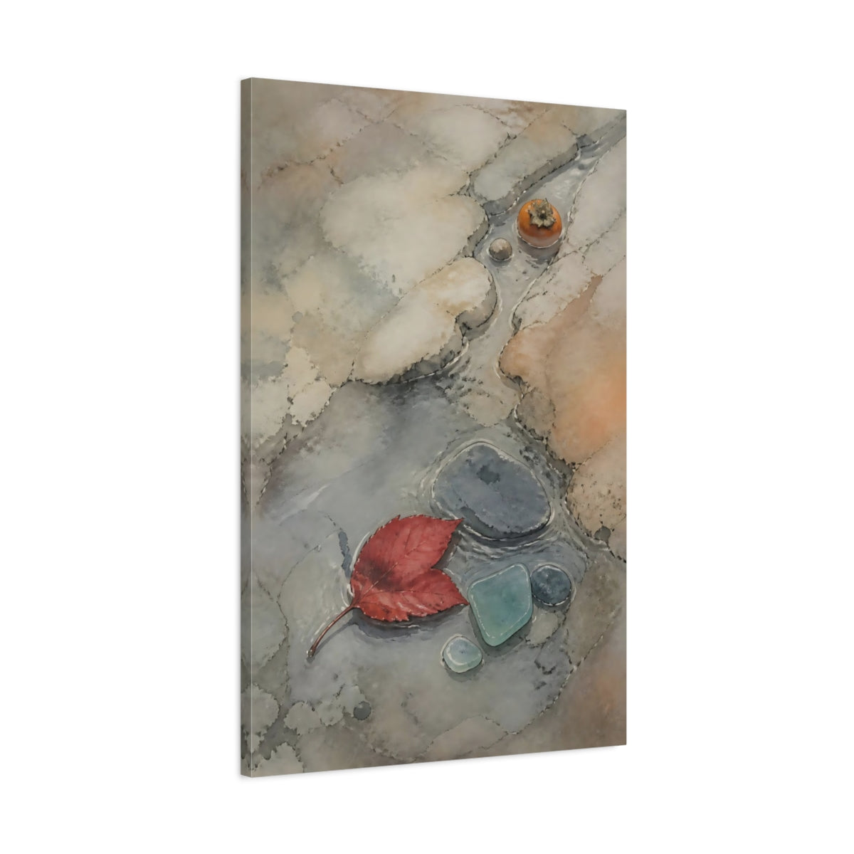Main Mockup. Wabi Sabi Red Leaf shown as canvas print