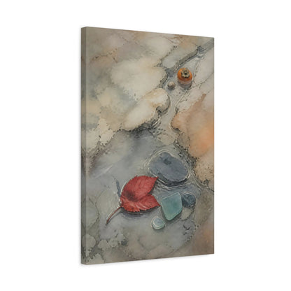 Side Mockup 3. Wabi Sabi Red Leaf shown as canvas print